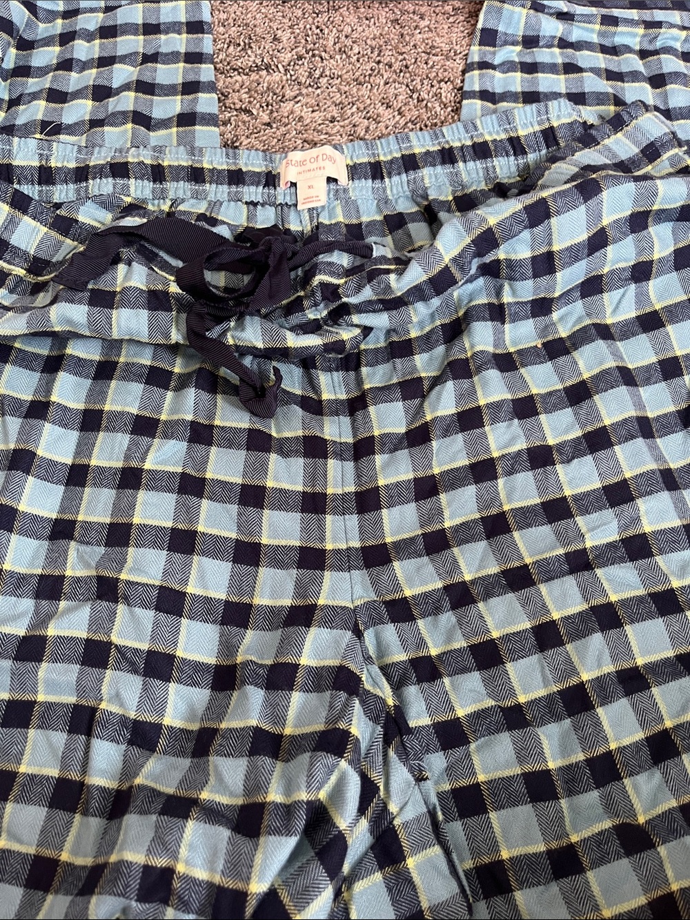 State of the Day- Cozy Plaid Women's Lounge Shorts - Light Blue & Navy. XL. New.